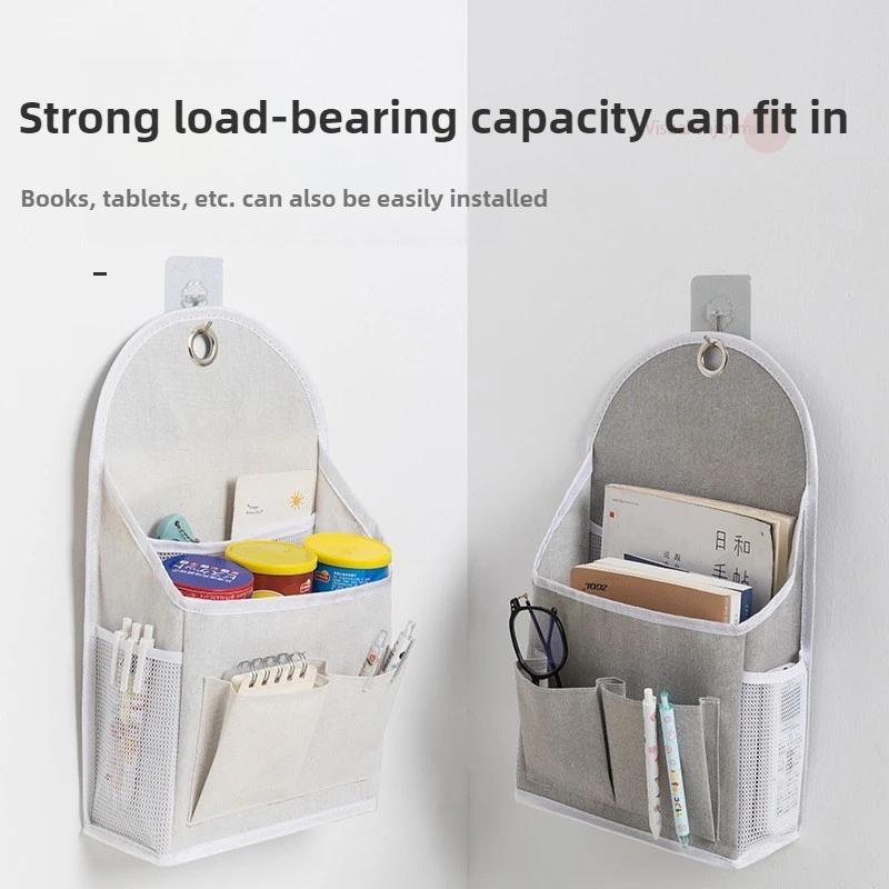 Fabric Hanging Storage Bag for Dormitory Wall Mounted Wall Door Bags Dual-Pocket Side Mesh Organizer Book Magazine Phone Holder