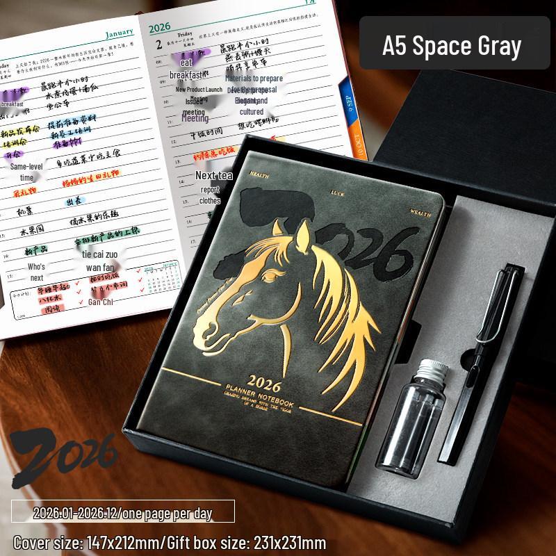 2026 Year of the Horse A5 Business Diary - Customizable Logo Notepad with Buckle