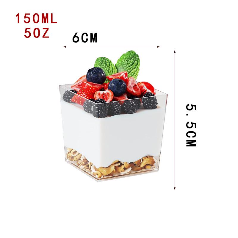 

Квадратный прозрачный одноразовый десертный стаканчик - Идеально подходит для пудинга, желе, мусса и мороженого. 101-200ml