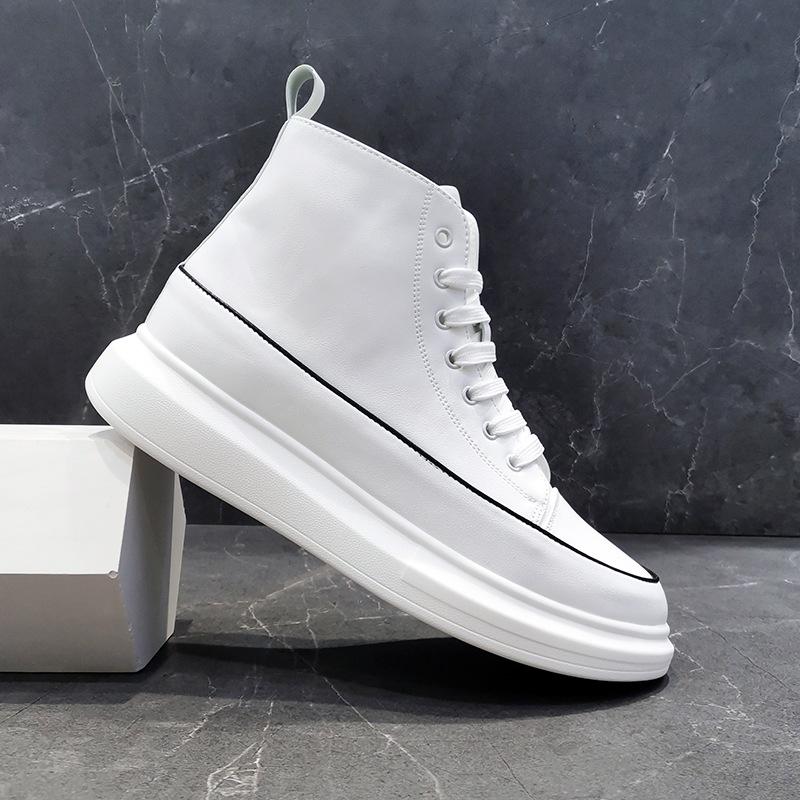 Herrenschuhe Herbst und Winter neue High-Top-Lederstiefel Freizeitschuhe Europäische weiche Sohlen schlicht und vielseitig Trendmode Wenzhou