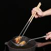 304 Stainless Steel Deep Frying Extended Handle Beechwood Chopsticks - Heat Resistant for Noodles & Hot Pot, Suitable for Restaurants & Home Use.