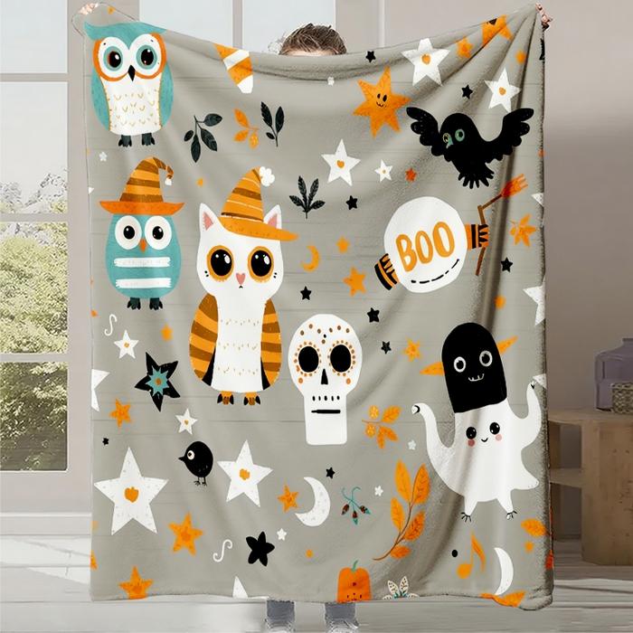 New Cartoon Cute Print Halloween Gift Blanket Office Casual Nap Sofa Blanket Digital Print Flannel Blanket