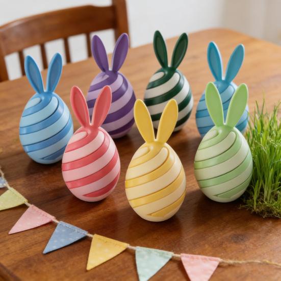 Kaninäggsprydnader 3D-printade Stresslindrande Leksaker för Påskkorgsfyllning Plast Sensoriska Kaninägg Barn Påskfest Favorer