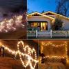 2pcs Solar Slivery Wire String Lights, 12M 100LED 8Modes Starry Lights, Bedroom, Garden, Party, Wedding Christmas Decor Lights