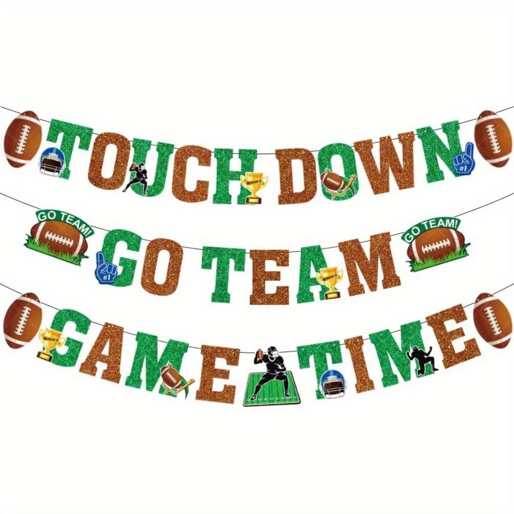 Super Bowl Banner Rugby Party Decoration Game Time Touch Down Garlands Happy Rugby Birthday Party  Scene Layout Supplies