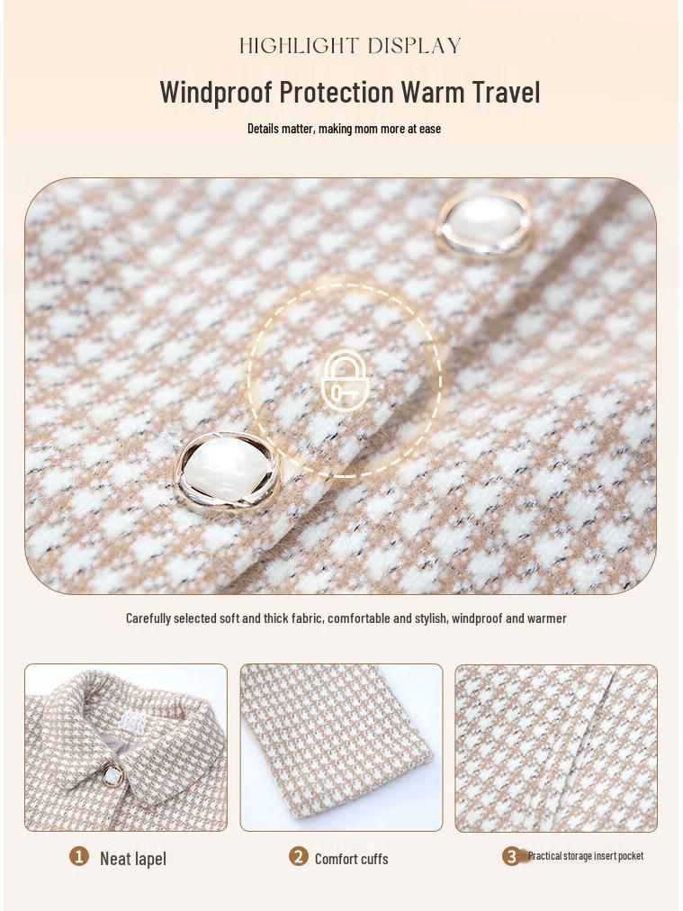 Pa Si Te Women's Plaid Lapel Casual Winter Coat