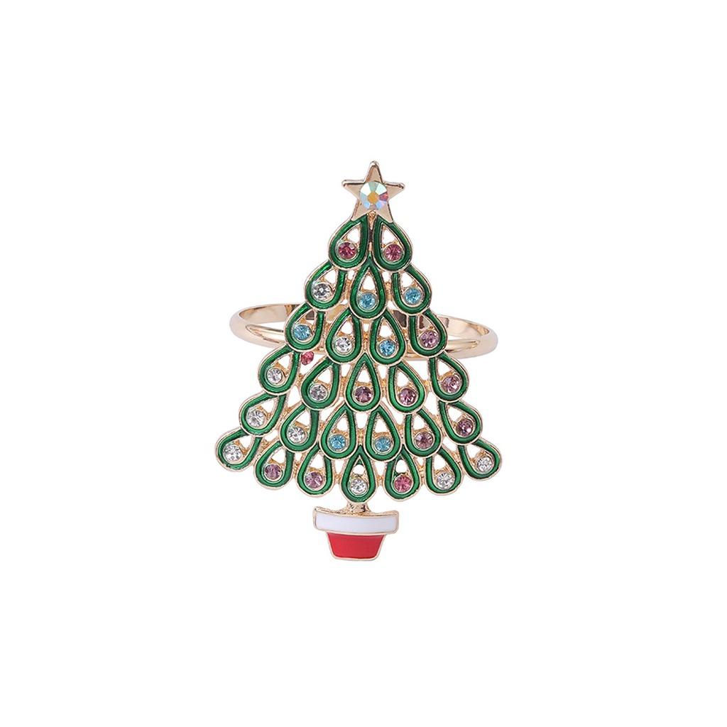 high-end Christmas Zinc Alloy Napkin Ring New Year Festive Candy Cane Bow Napkin Holder for Holiday Xmas Table Decoration