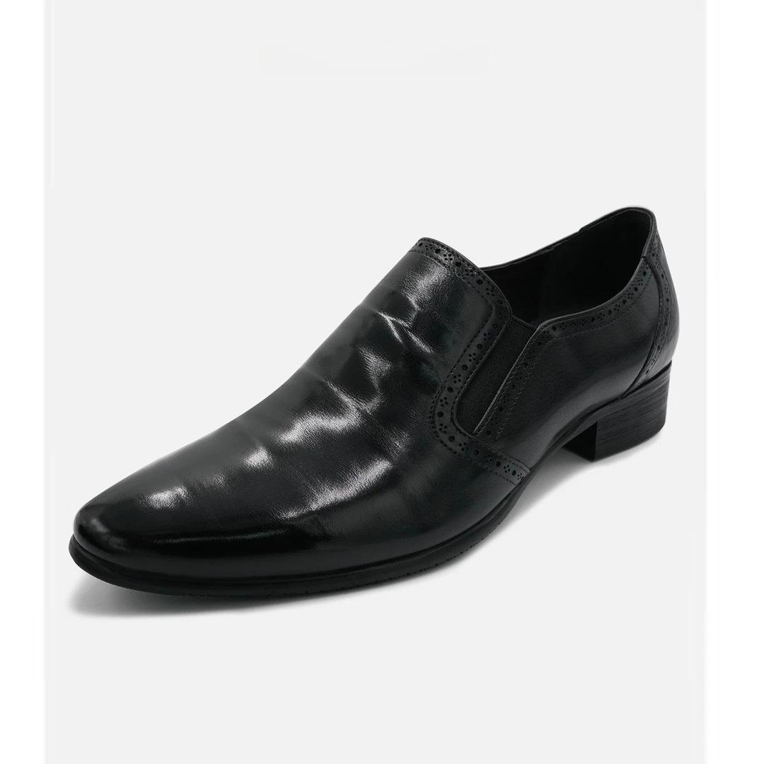 

Simple and atmospheric new small carved business men s pointed leather shoes formal leather shoes 38 чёрный