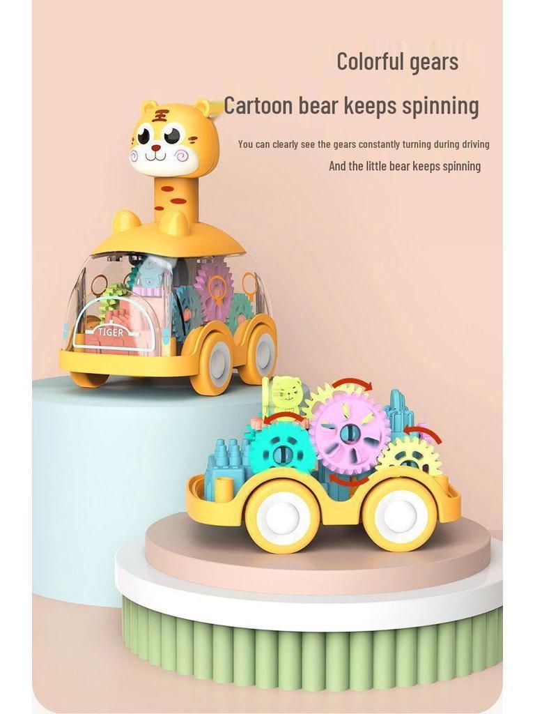 Educational Baby Car Toy for 0-1.5 Years - Cartoon Animal Design with Lights