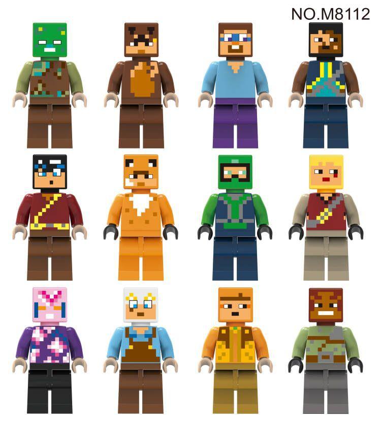 M8079 M8112 Game Series Pixel Building Block Villain Steve Assemble Toy Bag