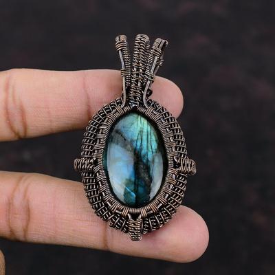 Labradorite Pendant Copper Wire Wrapped Gemstone Pendant Handmade Labradorite Jewelry Pendant For Women Designer Copper Jewelry Gift For Him