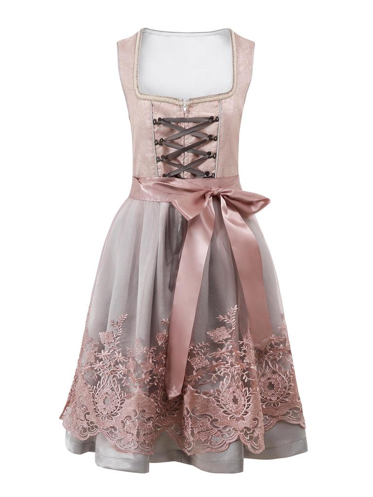 Costum de Menajeră European-American pentru Femei Primăvară/Vară 2025 Set Rochie cu Șireturi Fată Bere