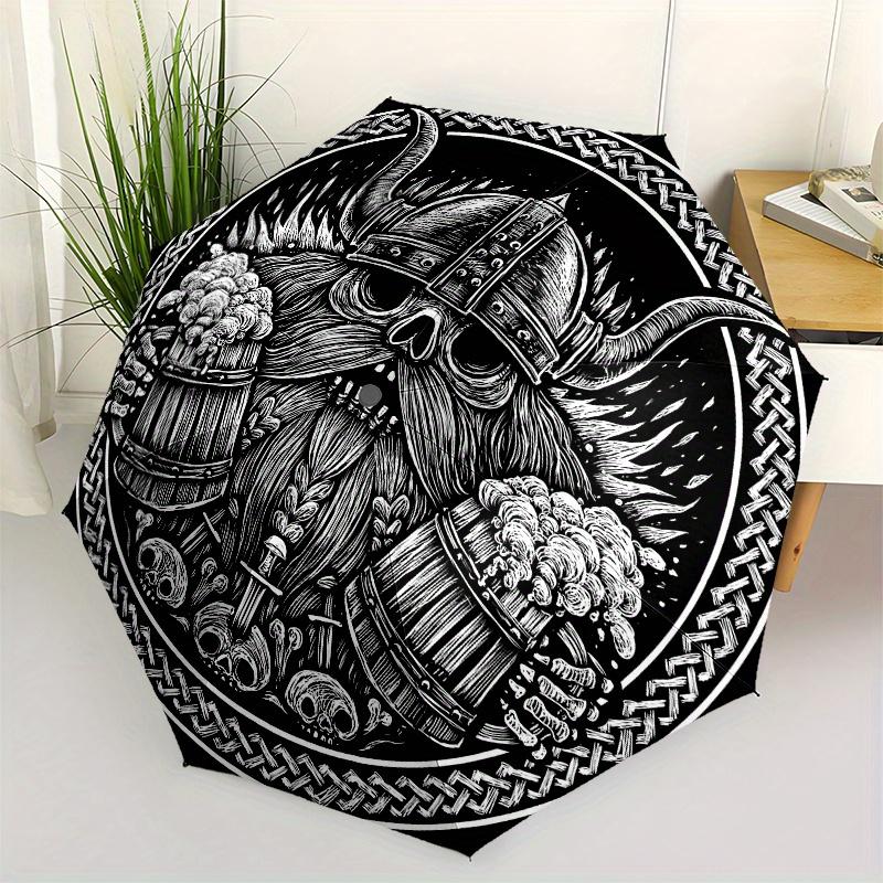 Viking Beer Mug Coaster Set of 4, Norse Warrior Helmet Design for Bar Accessories, Viking Decor, Gift for Men, Women, Him or Her Umbrella, Cute Umbrel