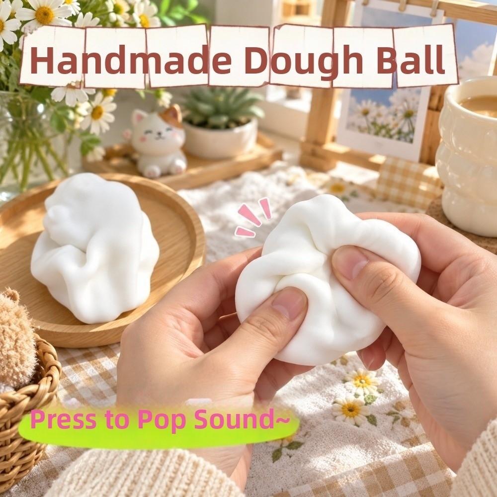 Sound Effects Crackling Bread Squishy Toy Crunchy Food Fidget Toy Handmade Ball for Kids Adults