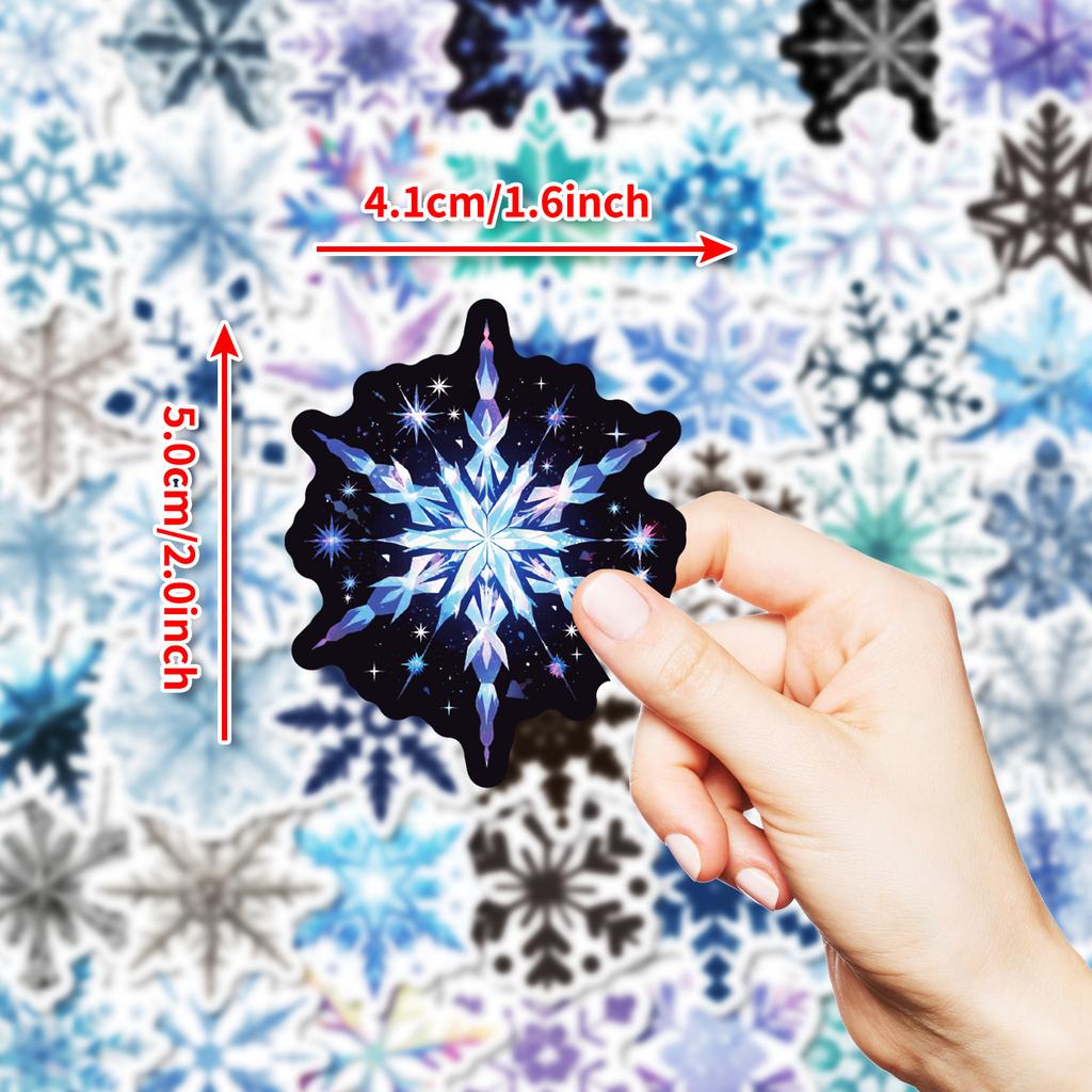 50Pcs Light Color Snowflake Stickers – Waterproof Christmas Decals for Notebook, Electric Bike