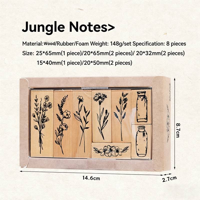 Vintage Wood Plant Stamp Set For Scrapbooking And Journaling Creative Decor