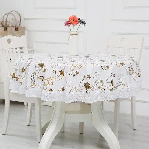 

Круглий журнальний столик з мереживним краєм на 2 метри, кругла скатертина з ПВХ, водонепроникна тканина проти опіків і масел, що не миється 220CM Diameter