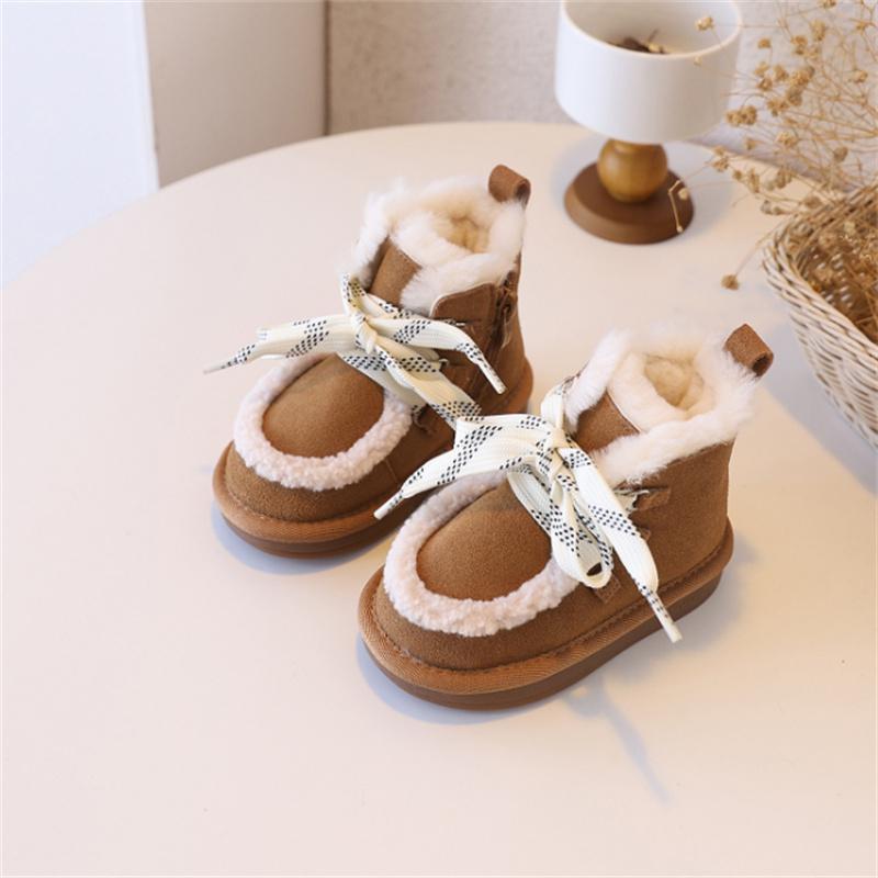 

Winter Children Snow Boots Genuine Leather Girls Boots Warm Plush Boy Shoes Kids Boots Baby Toddler Shoes 30 верблюд