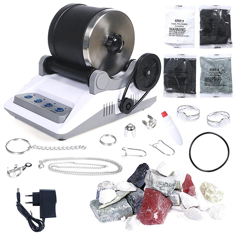DIY Electric Rock Tumbler Tool 220V Rock Tumbler Kit With Rough Gemstones Polishing Grits For Adult Kids Polishing Machine