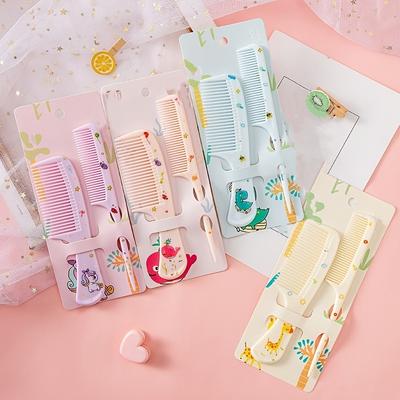 2 Stück/Set Niedliche Cartoon-Deko Frisierkamm Tragbares Antistatisches Haarstyling-Kammset