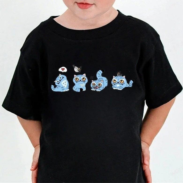 Boys' and Girls' Demon Hunter Girls Group Loose-Fit T-Shirt Summer Kids' Casual Round-Neck Short-Sleeve Top