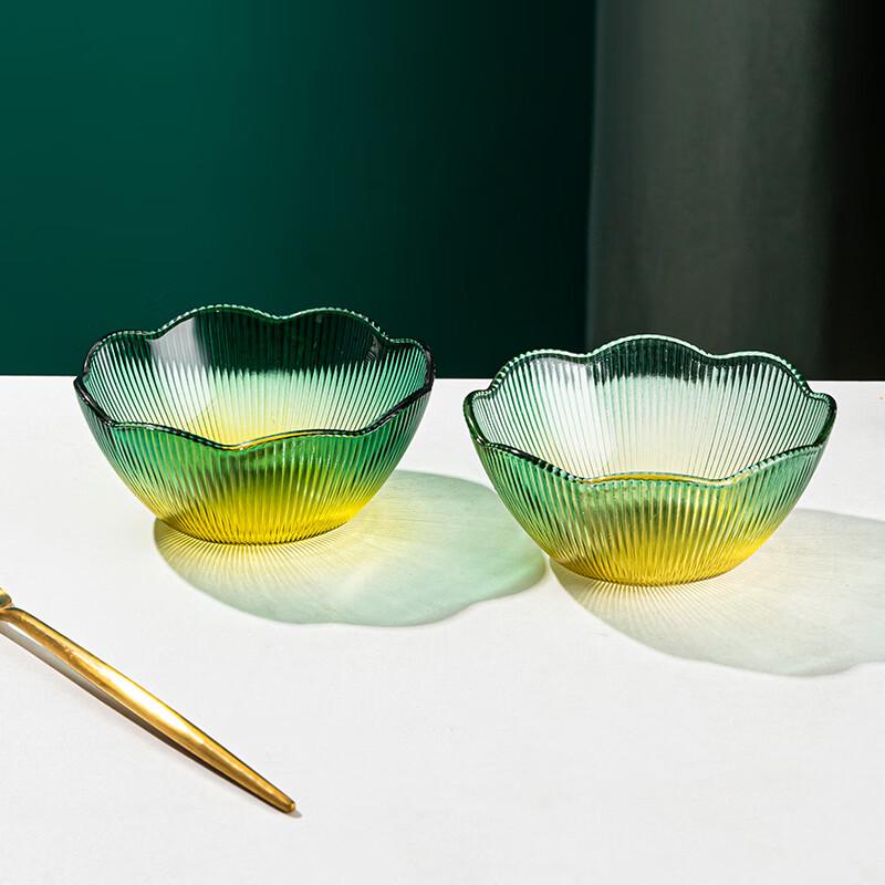 LOVWISH Petal Colored Glass 2-Bowl Set