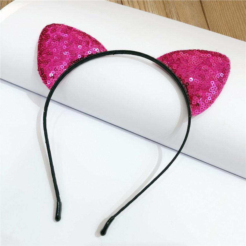 Glitzerndes süßes Katzenohren-Stirnband, Kitty-Stirnband, Damen, Mädchen, Kinder, glitzerndes Haar, Metallreifen, glänzende Haarbänder, Haar-Accessoires