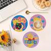8pcs/Set Cute Little Bear DIY Diamond Painting Coasters with Holder Anti Slip Wood Drip Mats Crystal Rhinestones Diamond Art Coasters for Adults