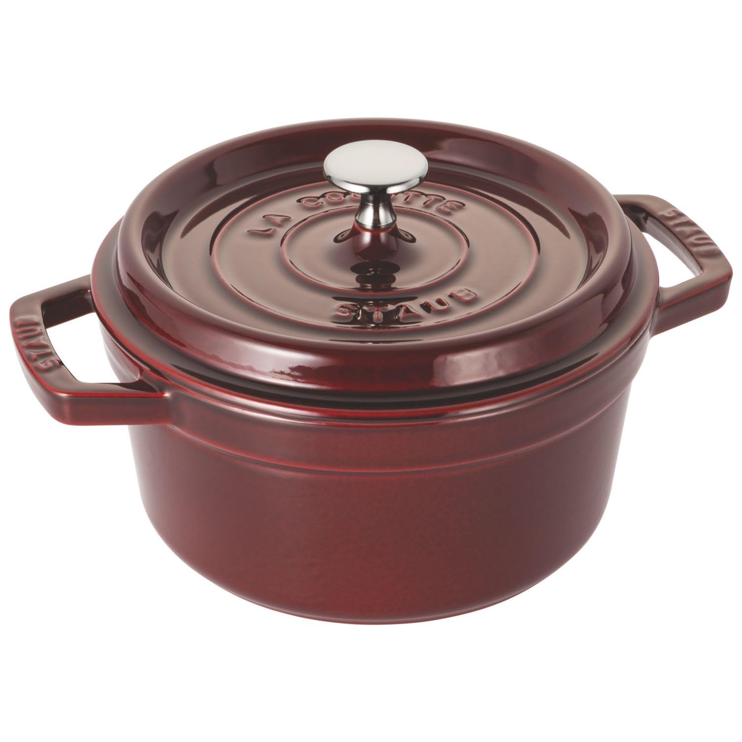 

staub Cocotte Round Grenadine Red Both Hand Enamel Pot IH Compatible Japanese La Cocotte Round Pico 20cm [Authorized Product] 40509-645