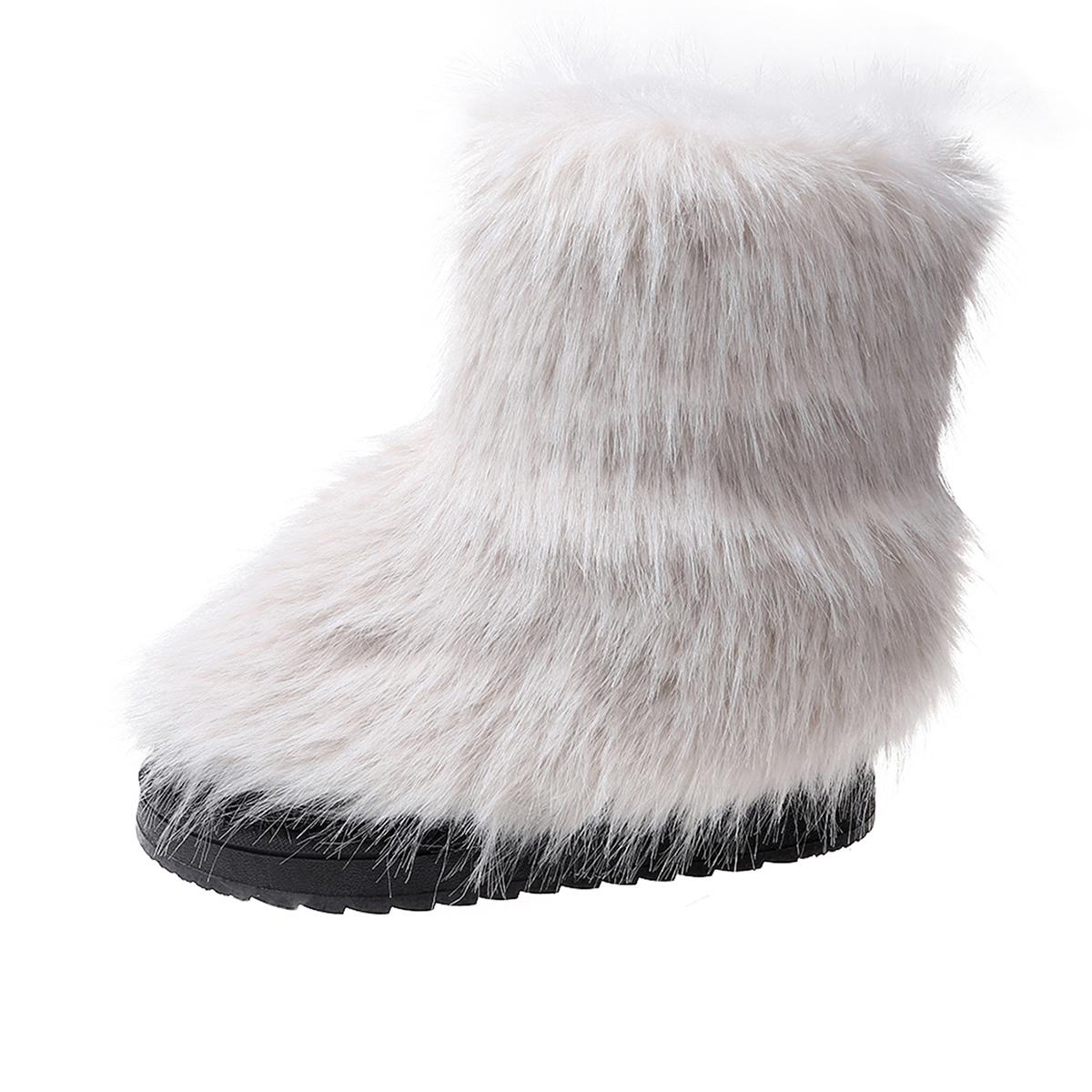 

Модные зимние женские ботинки с круглым носком на платформе для женщин, зимние ботинки на низком каблуке без застежек, модные повседневные теплые ботинки 44 белый