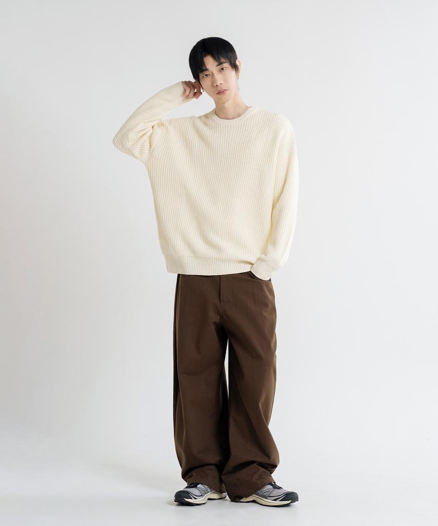LEMAIN SECOND Oversized Voluminous Washable Crew Neck Hazzi Knit [Ivory]