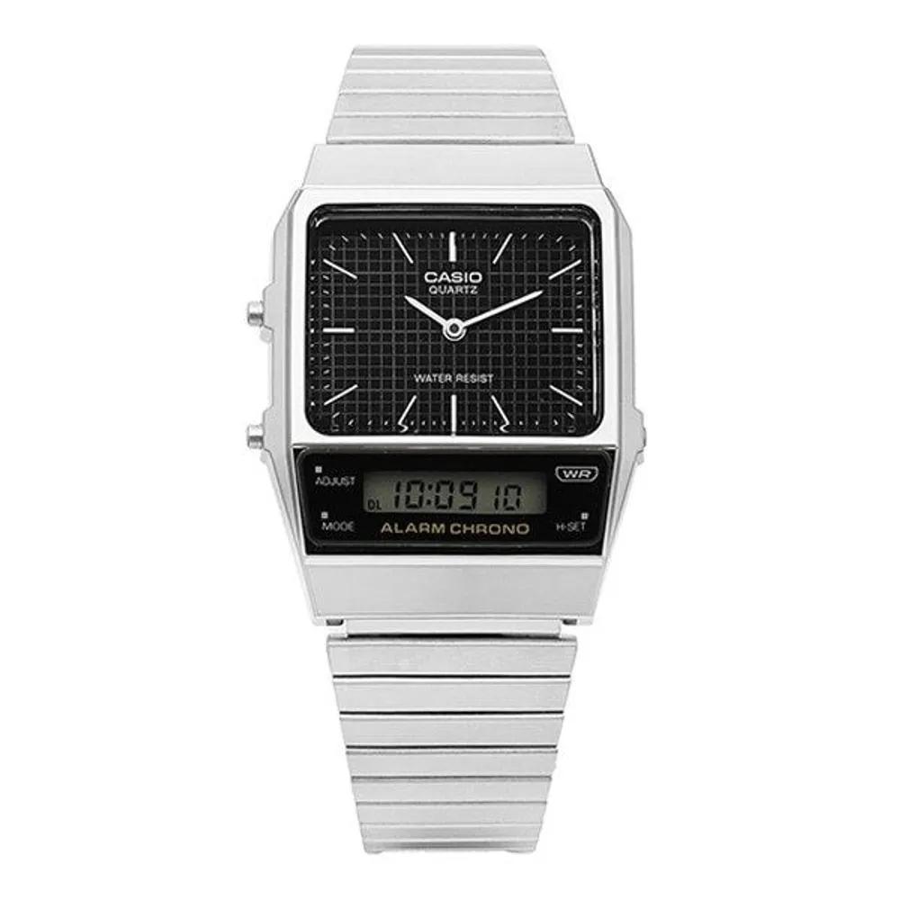 Cio AQ-800E-1ADF (AQ-800E-1A) Digital Analog Square Vintage Retro Unisex Metal Watch AQ-800E-1ADF
