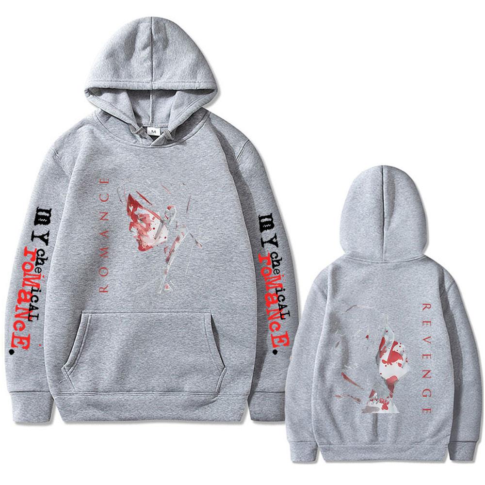 

My Chemical Romance Band Hoodie Three Cheers for Sweet Revenge Print Pullover Hoodies Men Women Rock Punk Emo Hooded Sweatshirt 3XL сірий