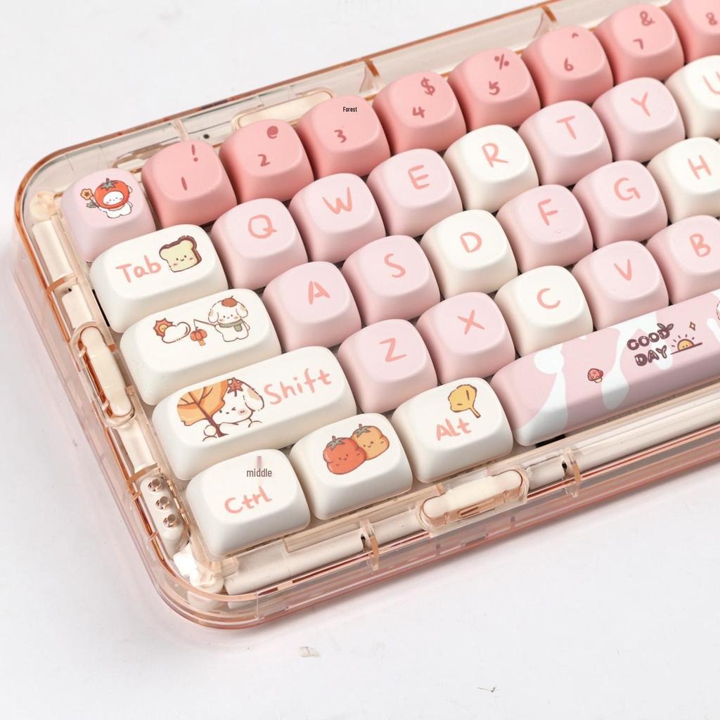 Ice Cream Bear Blue Cartoon Keycap Set - Cute MOA 75/98 Key Mechanical Keyboard Caps
