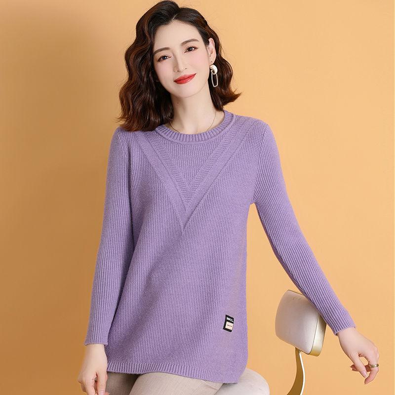 

Women s Mid Length Sweater with Low Collar, Middle-aged and Elderly Mothers, Spring and Autumn New Knitted Bottom Sweater, Women s Pullover New Style