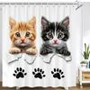 Creative and Interesting Cat Shower Curtain Printed Fabric Cartoon Lovely Cat Bathroom Curtain Bathtub Home Decoration Curtain
