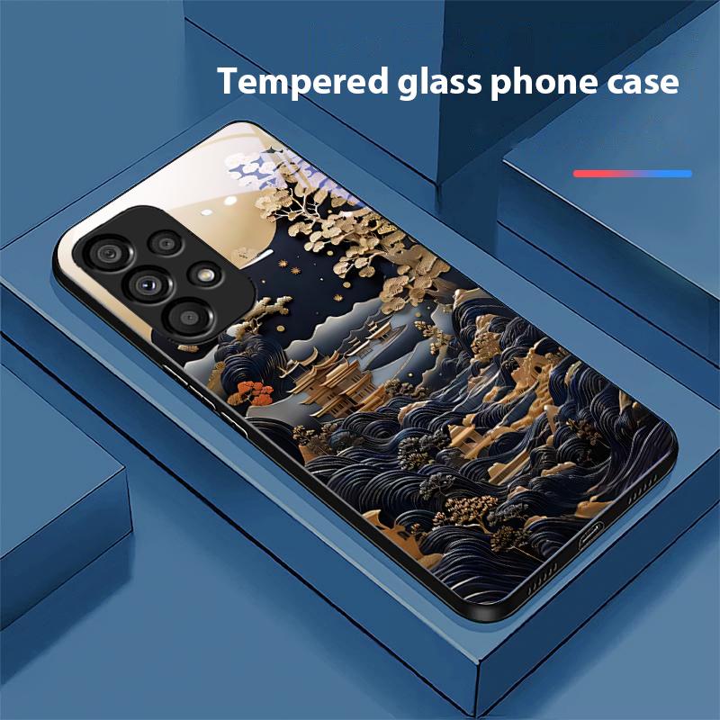 

Jubao Вода для басейну для Samsung Galaxy S10 20 Plus 21 FE 22 23 24 FE 25 Ultra Чорний Чохол для телефону з загартованого скла Тверда оболонка for Galaxy S21 Ultra