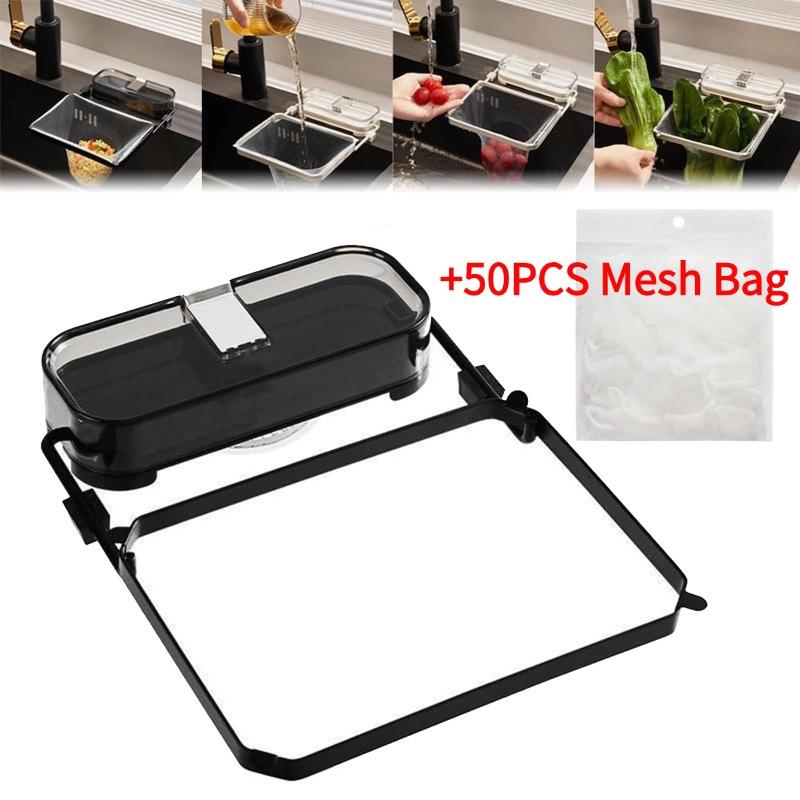 Kitchen Sink Filter Rack Foldable Sink Strainer Mesh Bag Stand Waste Garbage Net Shelf Disposable Garbage Mesh Bag Kitchen Gadge