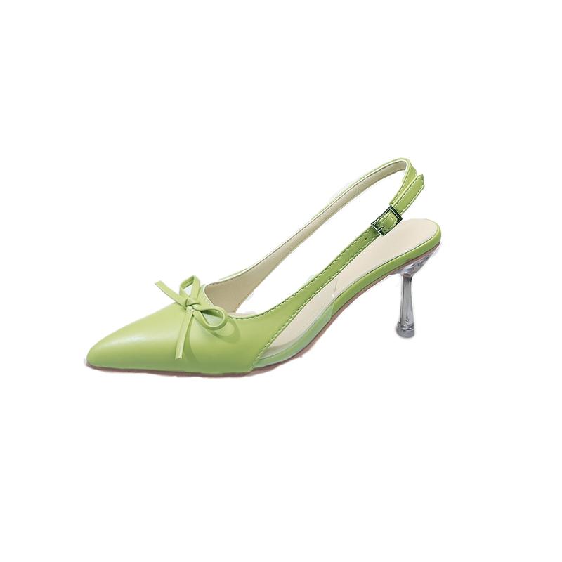 Pointed Toe Shallow Mouth High Heels Fairy Summer New Baotou Bow Back Empty Anti-slip Wear-resistant Stiletto Sandals