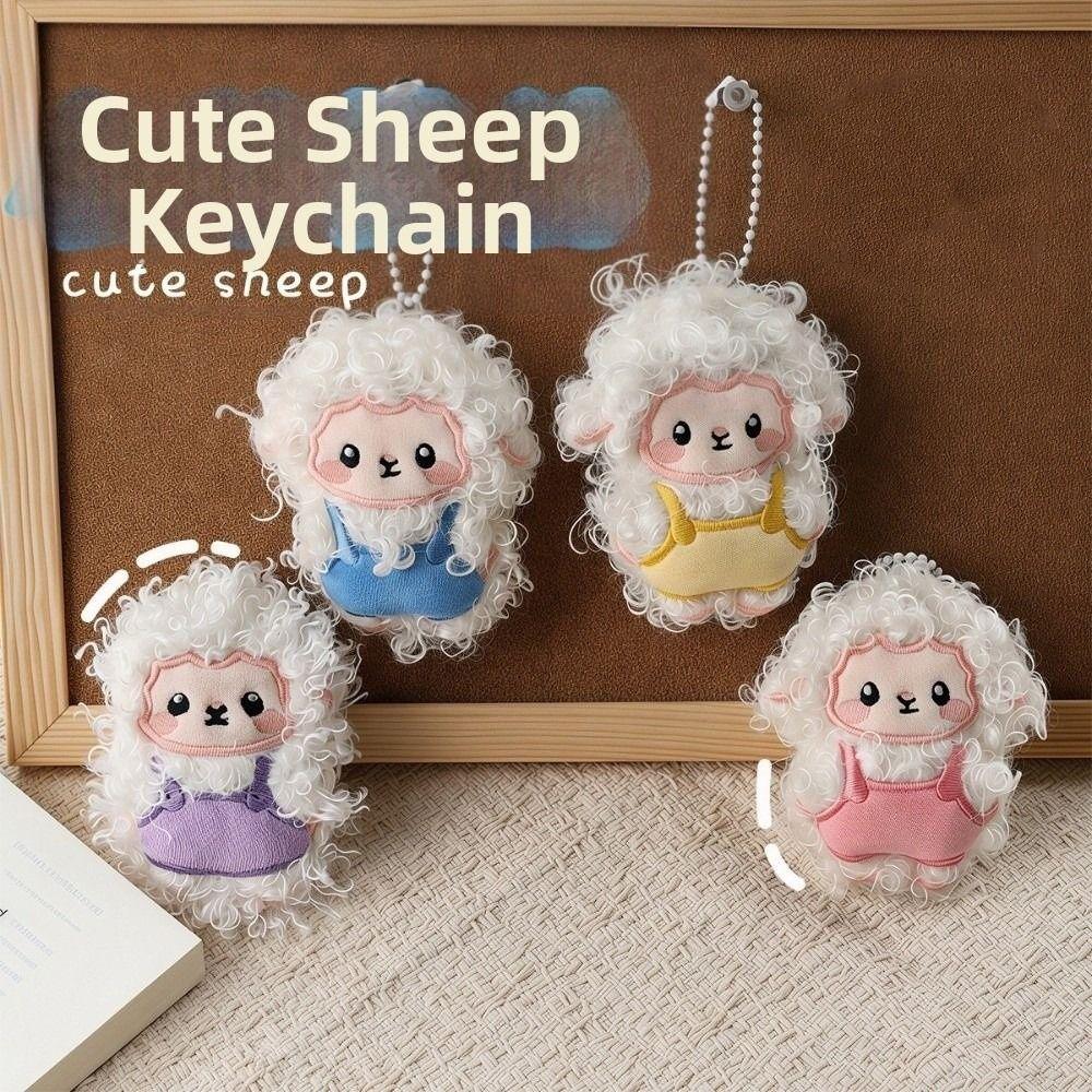 Cute Plush Sheep Keychain Portable Cartoon Sheep Doll Funny Backpack Pendant Birthday Gift