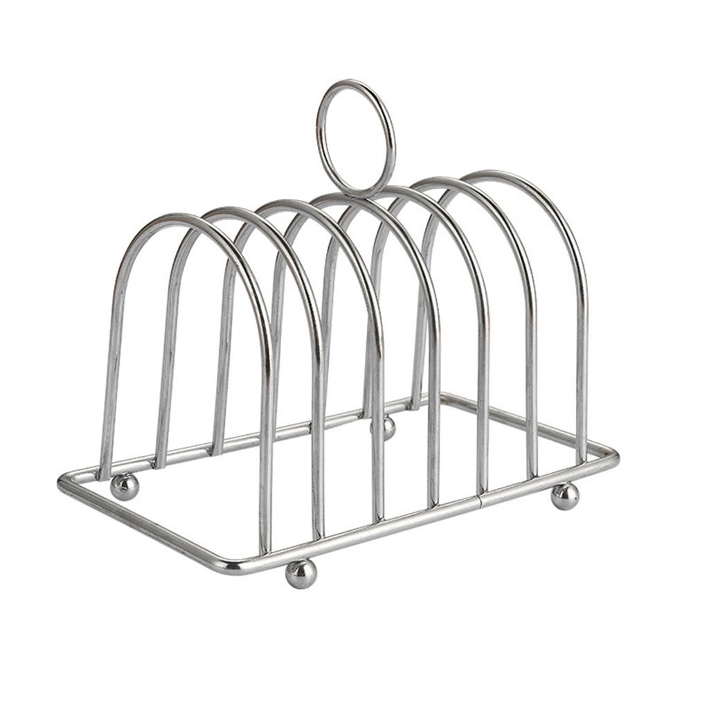 Bread Toast Holder Rack 6 Slots With Ball Feet and Carry Handle Bread Pieces Serving Utensils