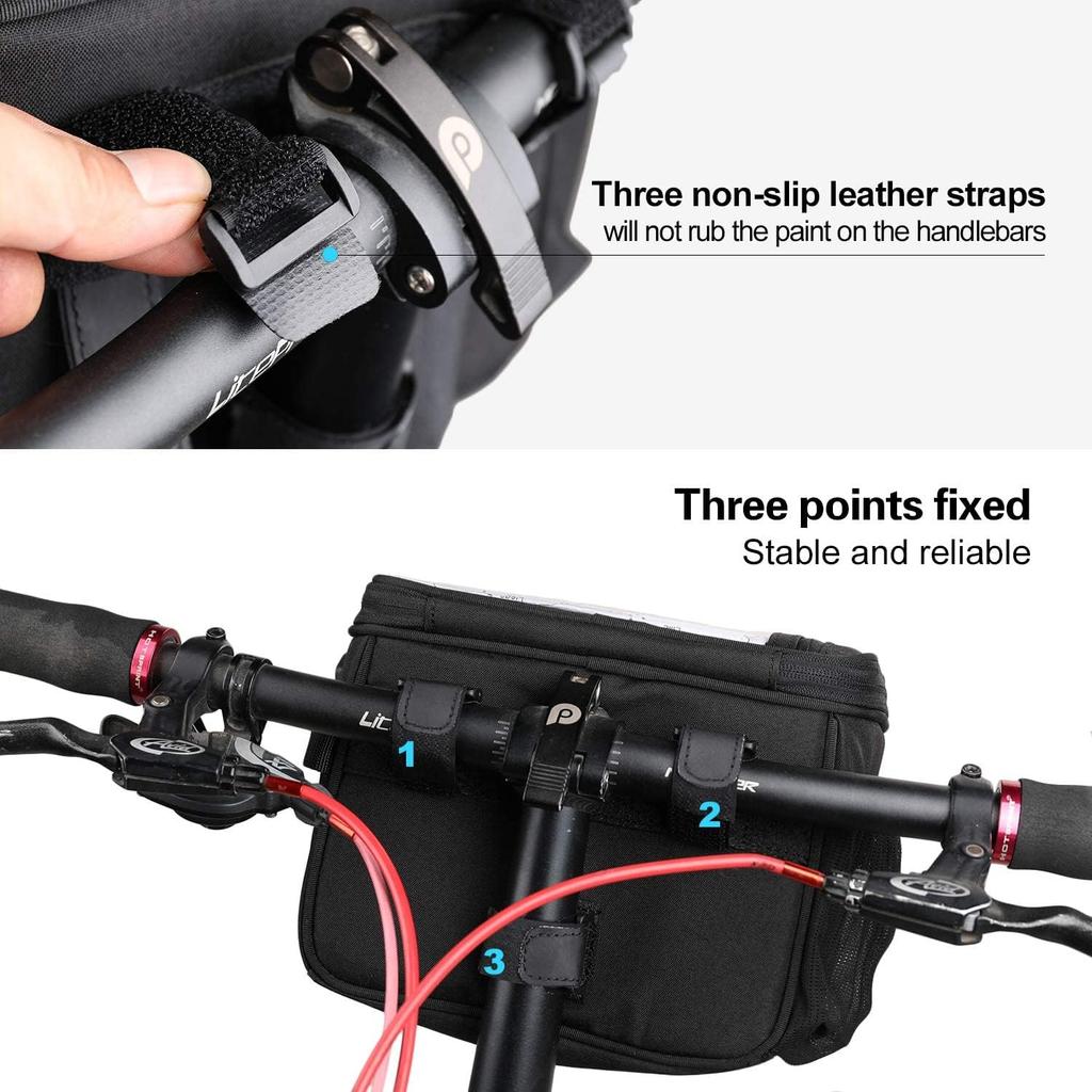Rhinowalk Waterproof Bicycle Front Handlebar Frame Side Matte Black Basket, Bag, Bag, Bag, Bag,