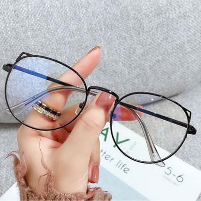 Moda Çerçeve Metal Göz Koruması Gözlük Bilgisayar Sevimli Kedi Kulakları Miyop Gözlük Kadın Erkek Gözlükler Görme Bakımı-0.50~-6.0