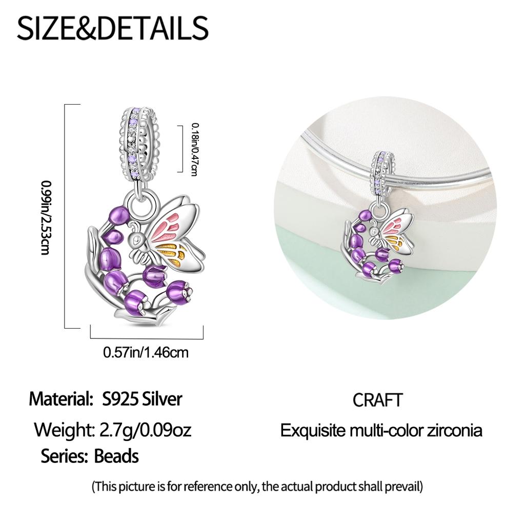 Original Charms Copper Bellflower Pendant Plant Insect Beads Fit Bracelet Women Jewelry Making Diy Gift