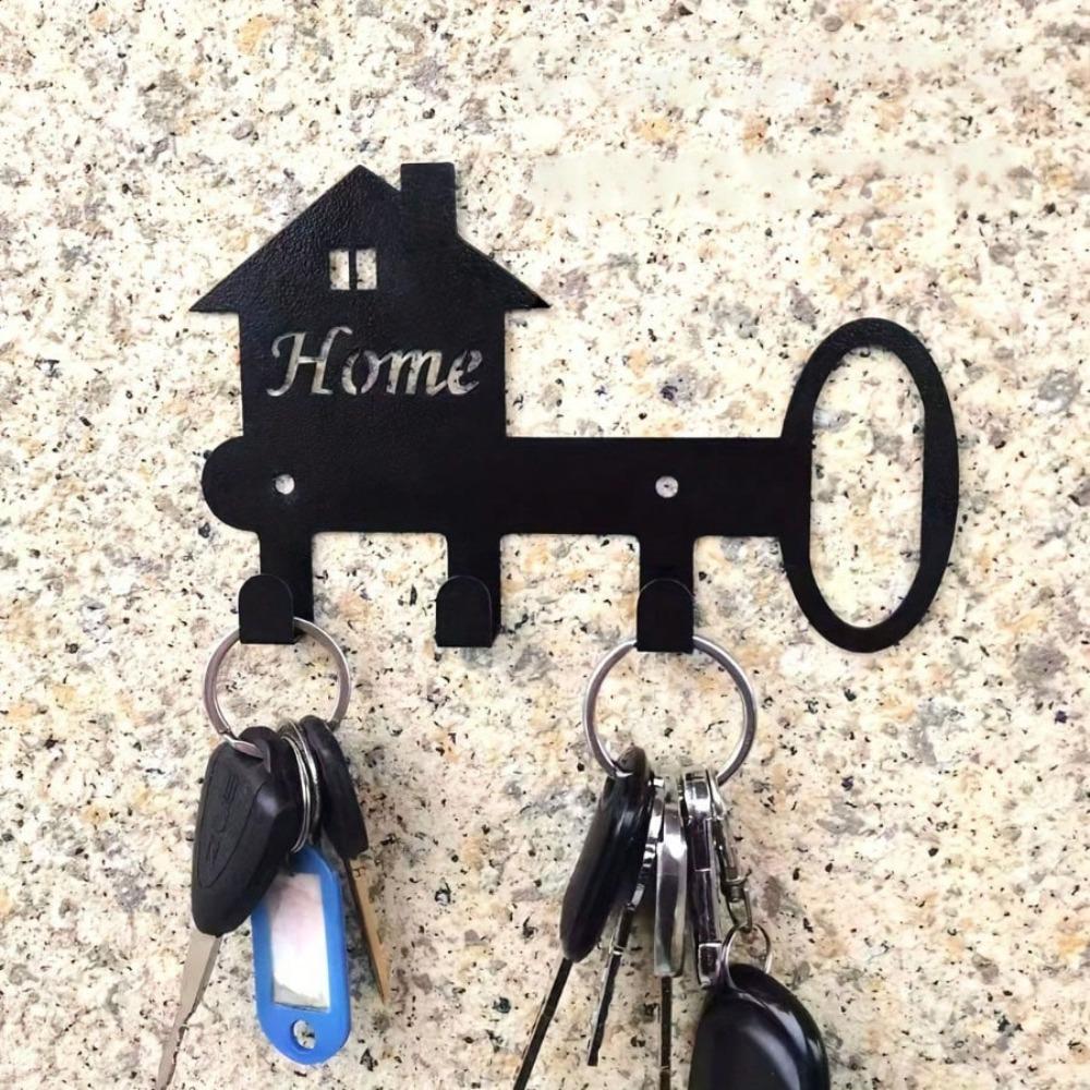 

1 шт. Милый металлический декоративный крючок для ключей - универсальный настенный органайзер для дверей, стен или гаражей | Стильный крючок для современного настенного декора TY7157 чёрный