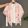 Oil Painting Style Printed Square Scarf Women Thin Silk Cotton Blend Shawl