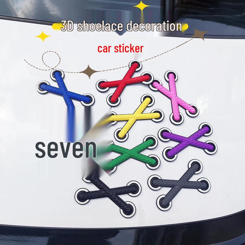 3D Stereo Shoelace Sticker: Car, Motorcycle, and EV Scratch Cover Decal