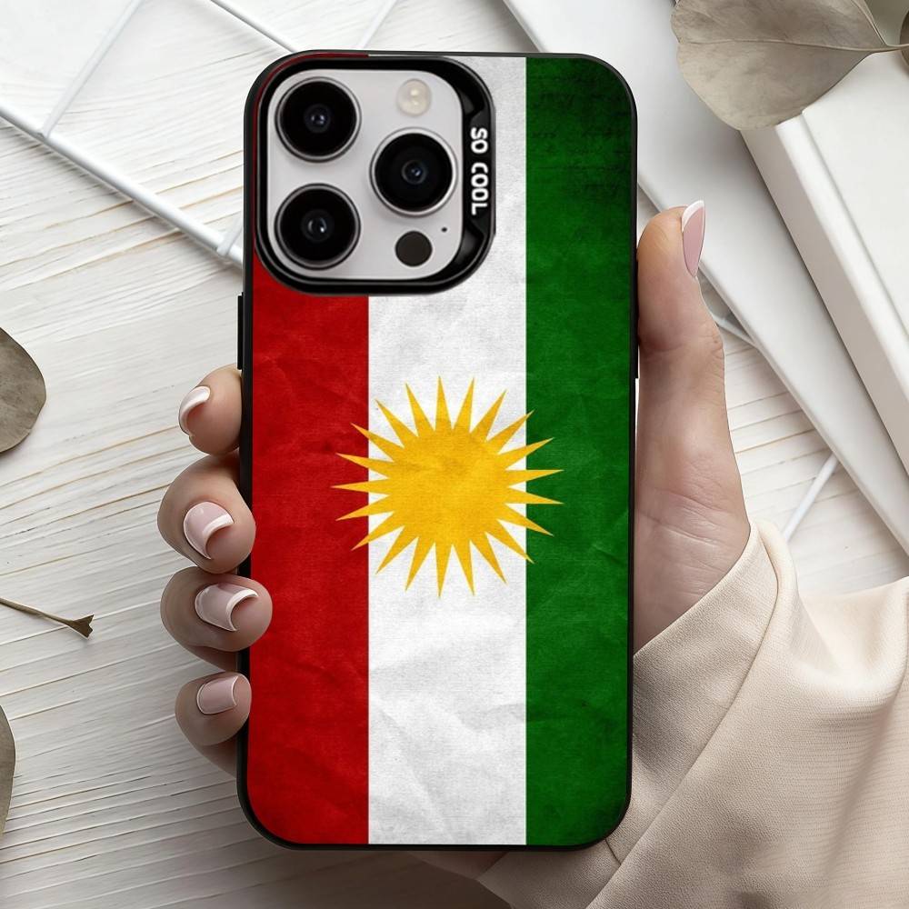 Kurdistan Flag M-Mobile Phone Case For iPhone17,16,15,14,13,12,11 Plus,Pro Max Black Candy Silver Plated Cover