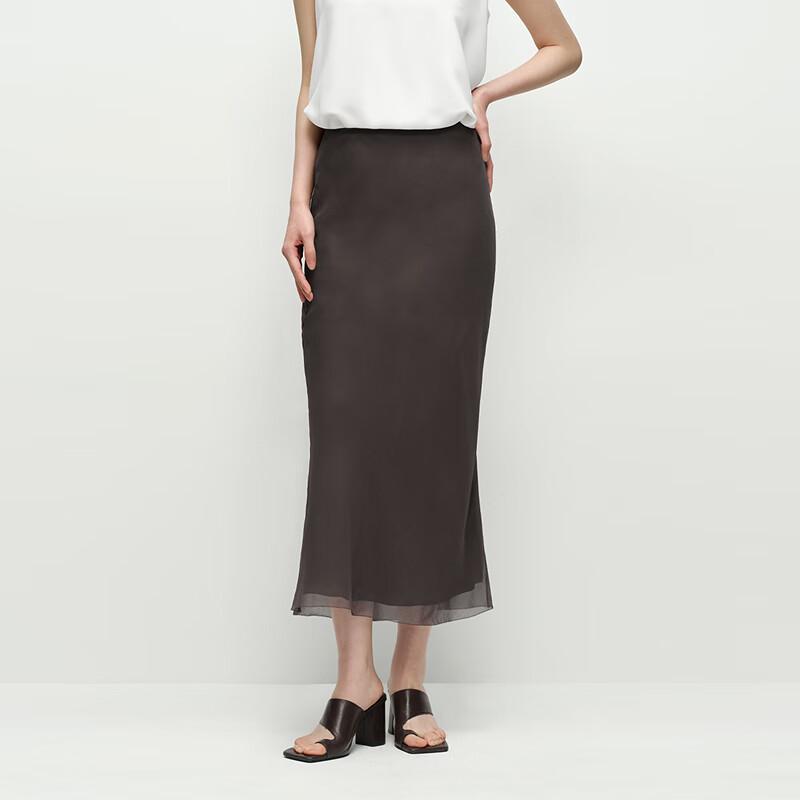OVVOVV 8MM Georgette Silk Midi Skirt L