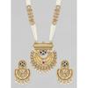 Gold-Plated Handcrafted Artificial Traditional Jewelry Set-Ruby/Kundan Stones & Pearl Beaded Multistrand with Matching Earrings For Women and Girls